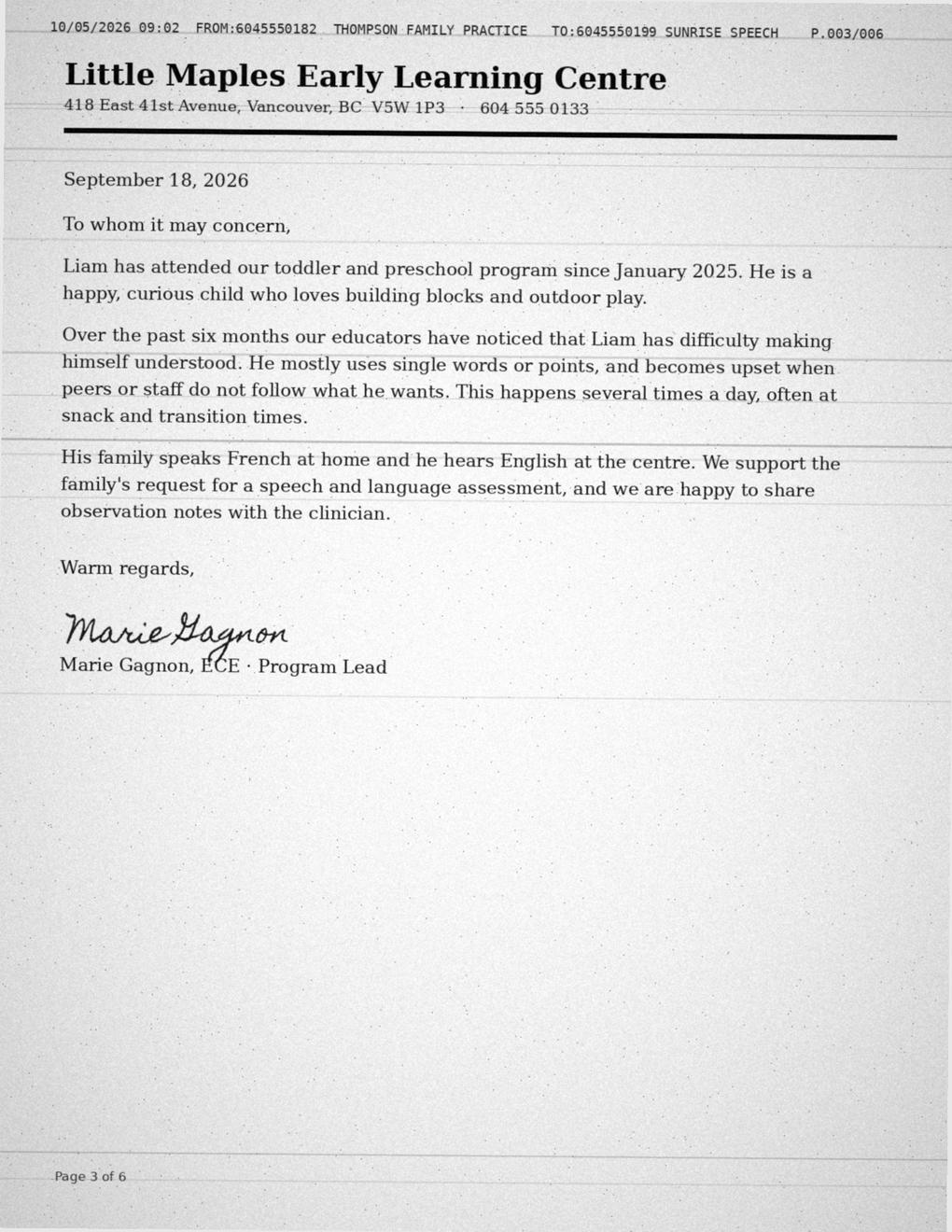 Daycare letter, page 3